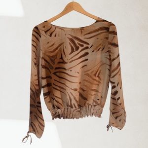 Vintage Apostrophe Sheer Animal Print Top